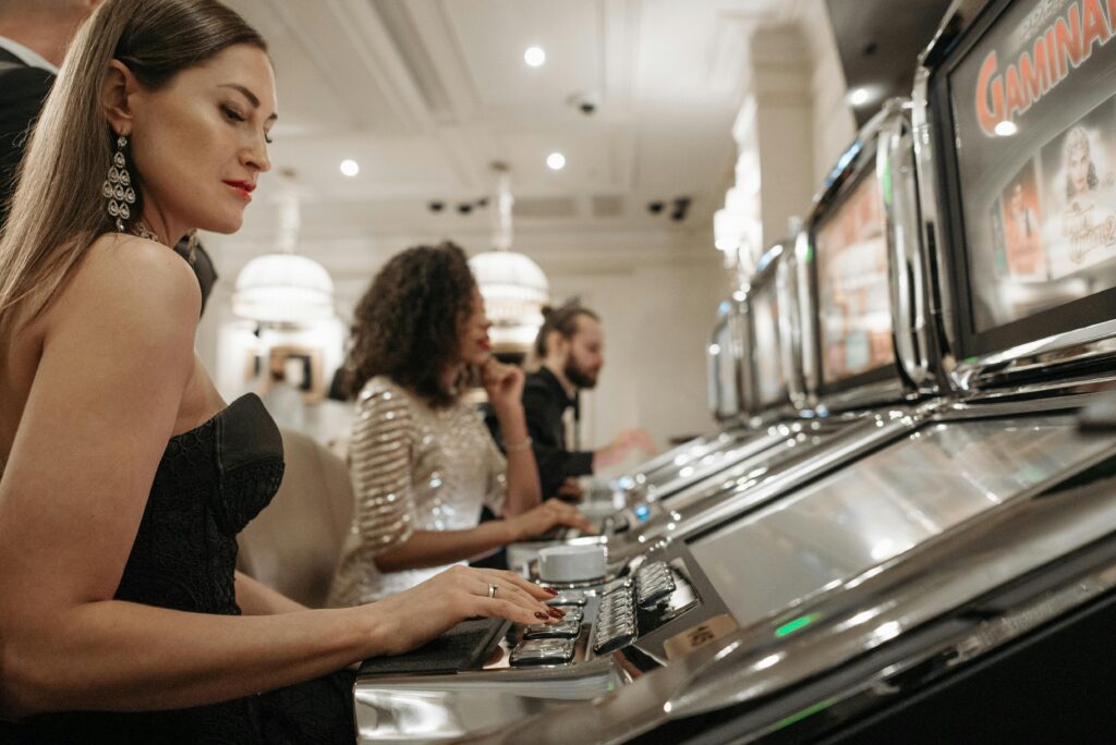 A Woman in Tube Top Gambling